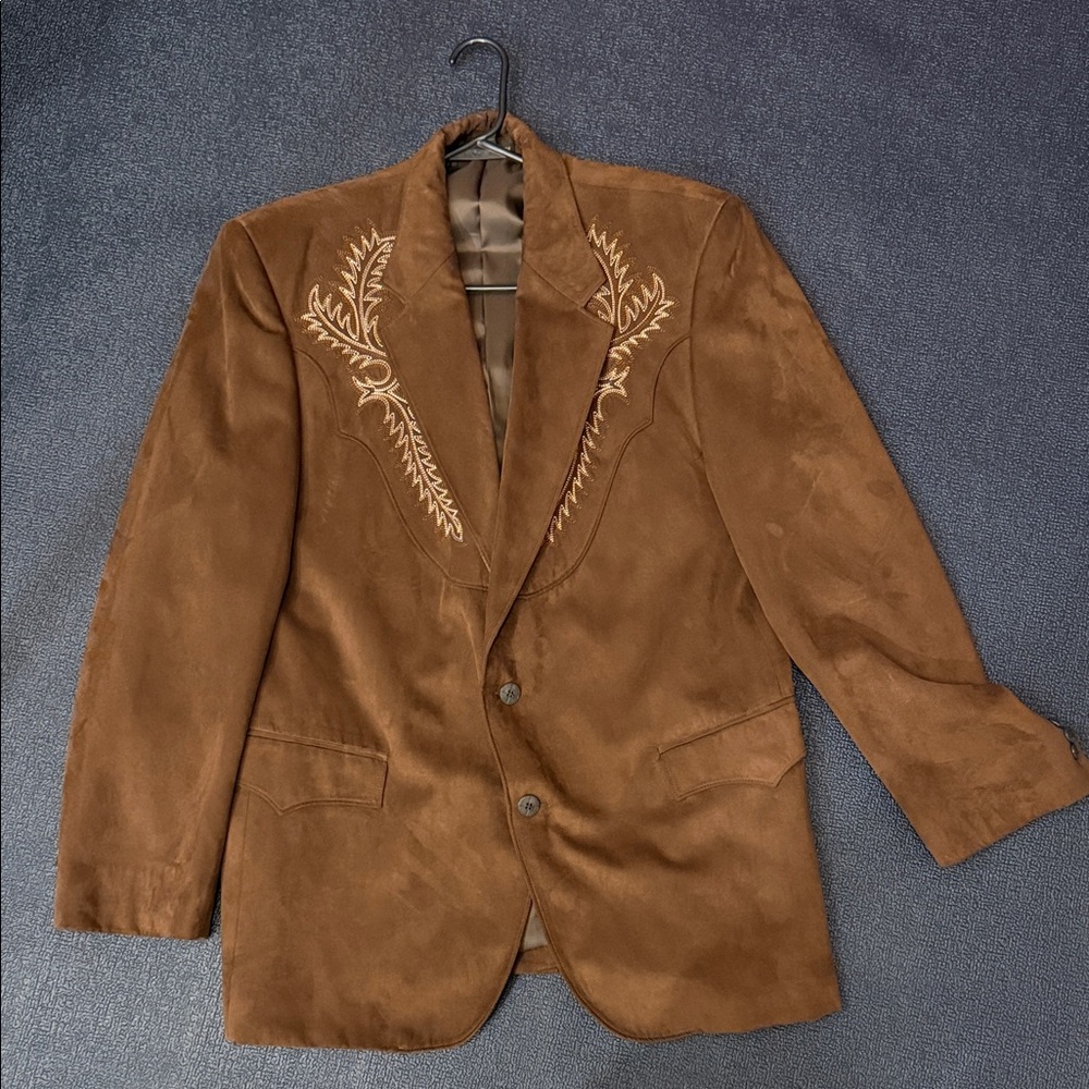 Brown Embroidered Men's Blazer 44R